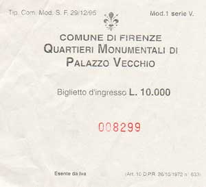 ticket for Palazzo Vecchio