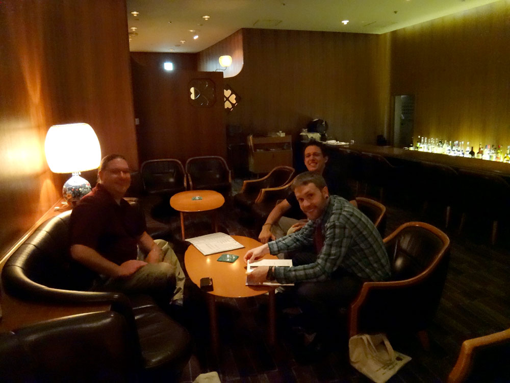Michael Sanders, Jason Fish, and Dan Clark at the Grand Prince Hotel, Kyoto